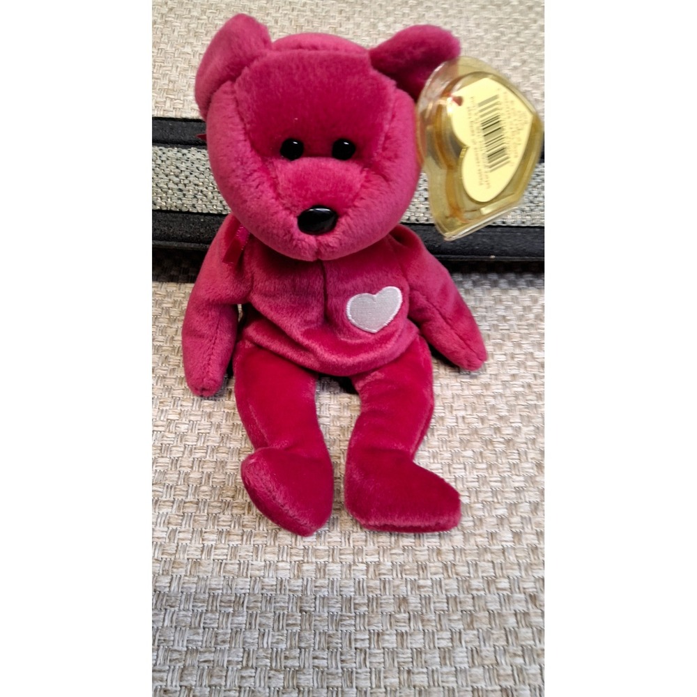 Ty Beanie Baby Valentina the Bear Magenta Pink Heart 1998 VintagePlush Tagged/8b
